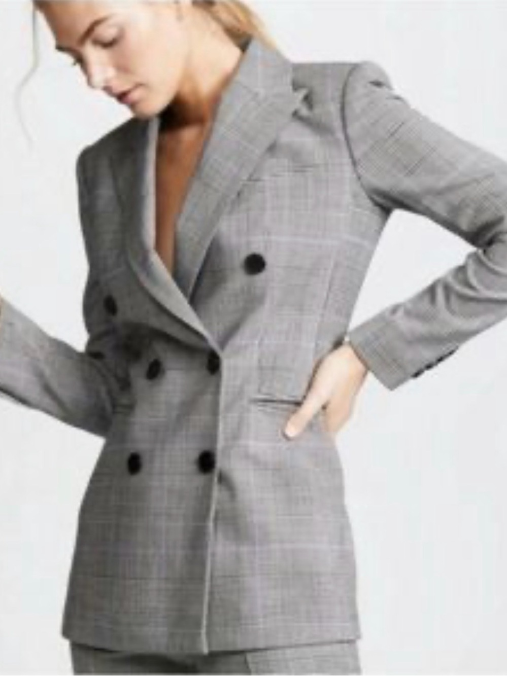 NWT Women's THEORY Portland Plaid Power Double Breasted Blazer Jacket Size 12